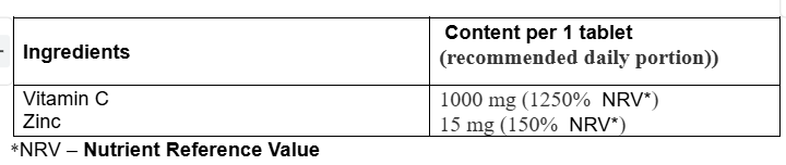 MIHI Vitamine C 1000 mg + Zinc 15 mg 20 comprimés
