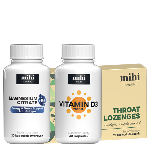 MIHI Coffret hiver : vitamine D3, pastilles gorge et magnésium + B6