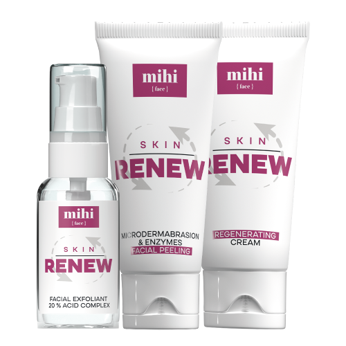 MIHI Coffret Skin Renew : exfoliant 20 % acides, peeling et crème régénératrice