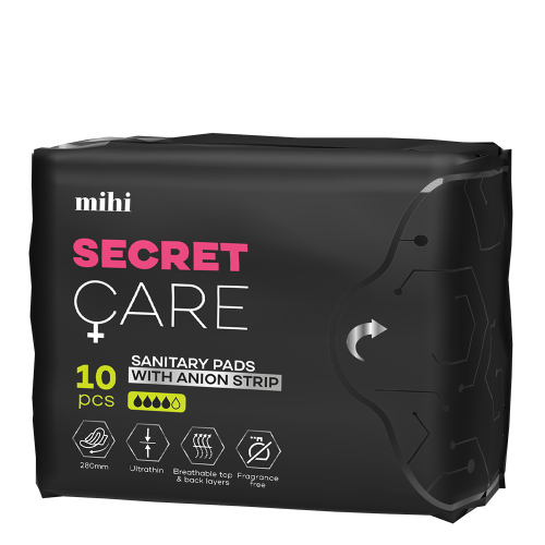 Secret Care. Serviettes hygiéniques avec bande anionique