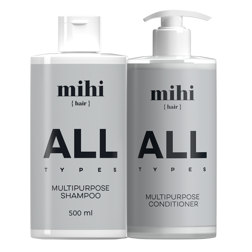 MIHI Coffret All Types : shampooing et baume universels 500 ml